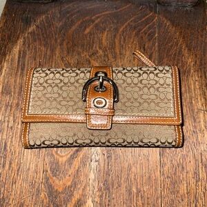 Coach brown and Tan Wallet with Buckle